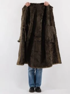 Vintage 80's Women Sheepskin Coat In Green -Northern Grip Vintage 80s Women Sheepskin Coat 0830