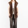 Vintage 80's Women Oversized Sheepskin Vest In Brown