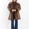 Vintage 80's Women Suede Fur Coat In Brown