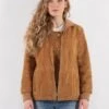 Vintage 80's Women Suede Sherpa Jacket In Beige