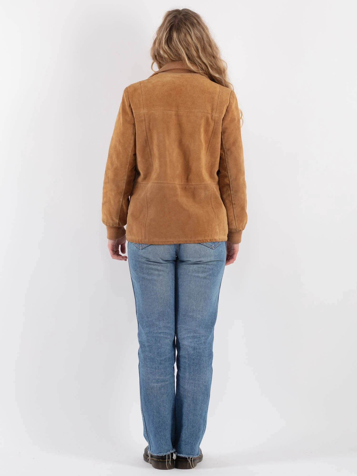 Vintage 80's Women Suede Sherpa Jacket In Beige 2 Vintage 80's Women Suede Sherpa Jacket In Beige - Image 2