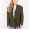 Vintage 80's Women Wool Blazer Jacket In Green