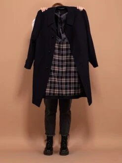 Vintage 80's Women Wool Blend Coat In Navy Blue -Northern Grip Vintage 80s Women Wool Blend Coat Navy Blue 4