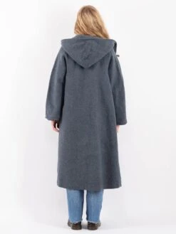 Vintage 80's Women Hooded Wool Coat In Blue 6 Vintage 80's Women Hooded Wool Coat In Blue -Northern Grip Vintage 80s Women Wool Coat 0010