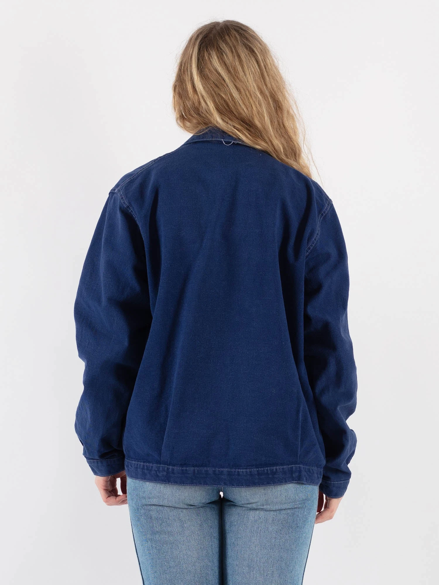 Vintage 80's Women Italian Work Jacket In Blue 2 Vintage 80's Women Italian Work Jacket In Blue - Image 2