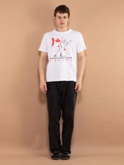 Front Page 19 Vintage 90's Men T-shirt With Canada Olympics Print