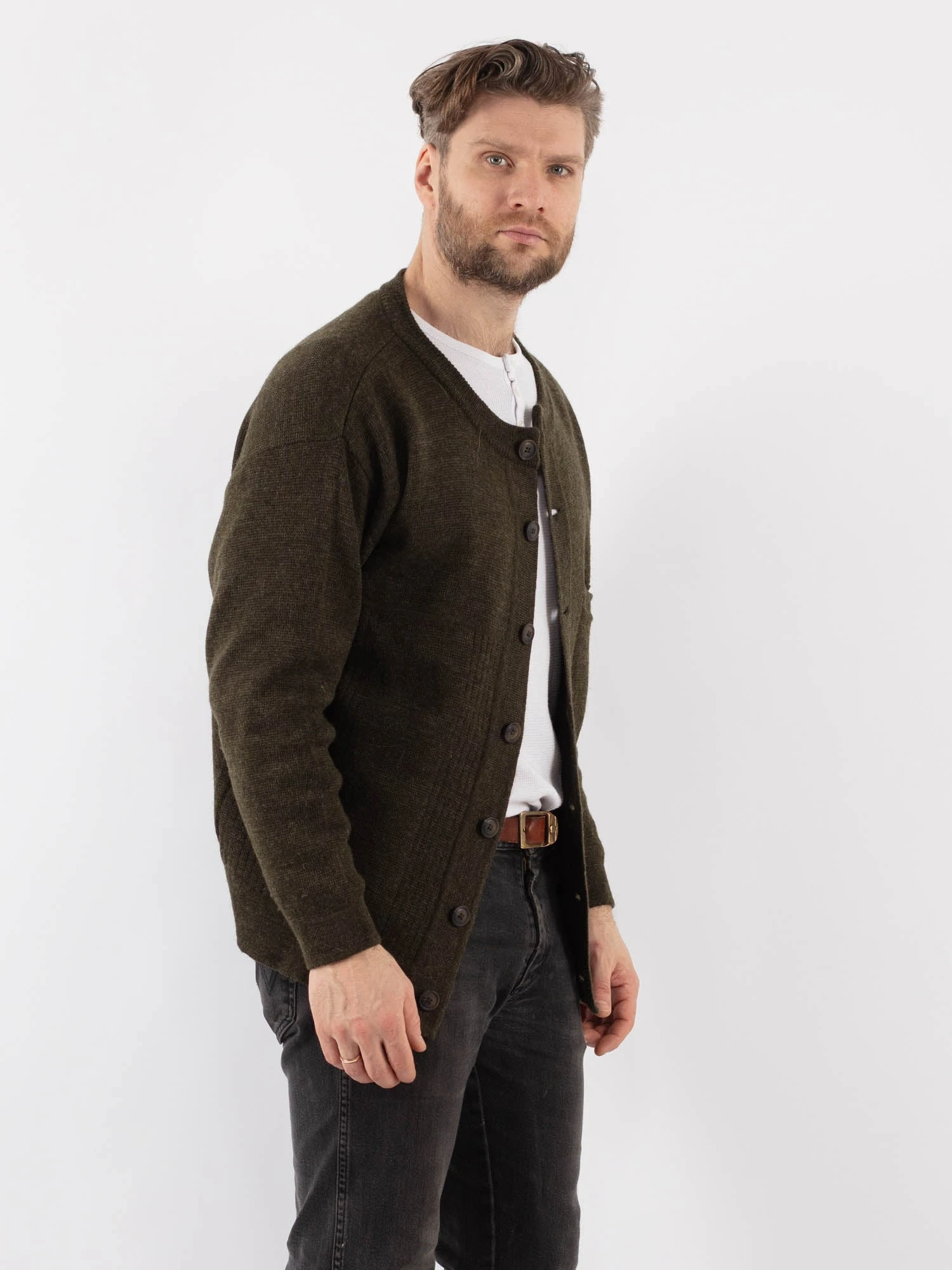 Vintage 90's Men Cardigan In Green 3 Vintage 90's Men Cardigan In Green - Image 3