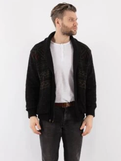 Vintage 90's Men Cardigan In Black