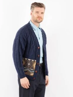 Vintage 90's Men Knit Cardigan In Blue 8 Vintage 90's Men Knit Cardigan In Blue -Northern Grip Vintage 90s Men Cardigan 0803