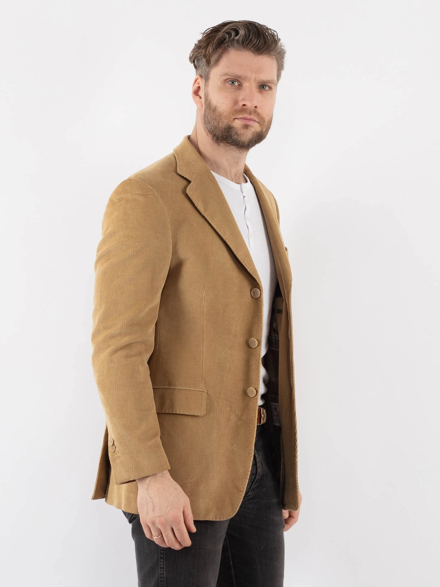 Vintage 90's Men Navigare Corduroy Blazer Jacket In Beige - Image 2