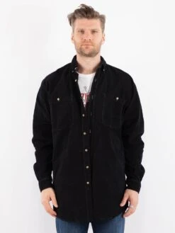 Vintage 90's Men Corduroy Shirt In Black
