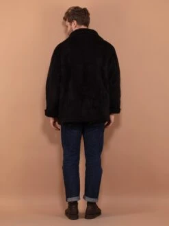 Vintage 90's Men Faux Shearling Jacket In Black 5 Vintage 90's Men Faux Shearling Jacket In Black -Northern Grip Vintage 90s Men Faux Shearling Jacket Black 0 2