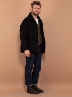 Vintage 90's Men Faux Shearling Jacket In Black 6 Vintage 90's Men Faux Shearling Jacket In Black -Northern Grip Vintage 90s Men Faux Shearling Jacket Black 0 3