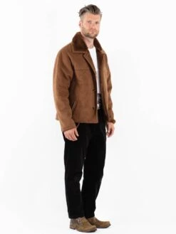 Vintage 90's Men Faux Sheepskin Jacket In Brown 7 Vintage 90's Men Faux Sheepskin Jacket In Brown -Northern Grip Vintage 90s Men Faux Sheepskin Jacket 0111