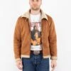 Vintage 00's Men Faux Sheepskin Jacket In Brown