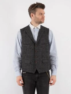 Vintage 90's Men Harris Tweed Vest In Gray