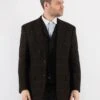Vintage 90's Men Harris Tweed Jacket In Dark Green