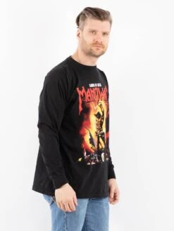 Vintage 90's Men Manowar Print Long Sleeve Shirt In Black -Northern Grip Vintage 90s Men LongSleeve Shirt 0526 e586313b 107d 4d23 890c 8bc65d24fb49