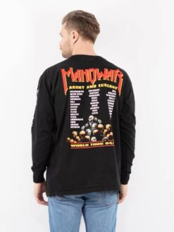 Vintage 90's Men Manowar Print Long Sleeve Shirt In Black -Northern Grip Vintage 90s Men LongSleeve Shirt 0527