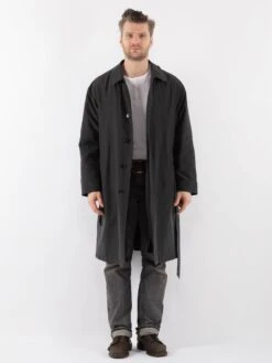 Vintage 90's Men Belted Mac Coat In Gray