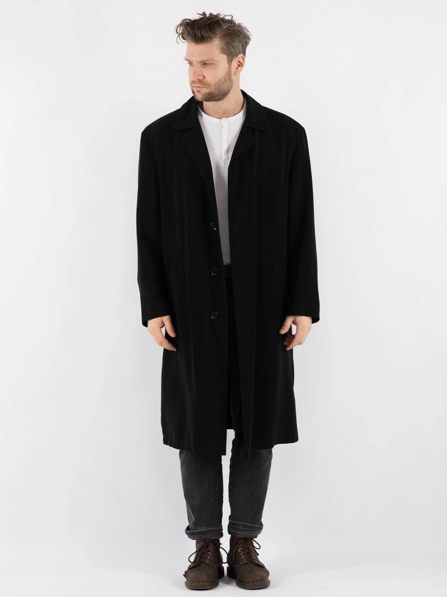 Vintage 90's Men Mac Coat In Black 1 Vintage 90's Men Mac Coat In Black