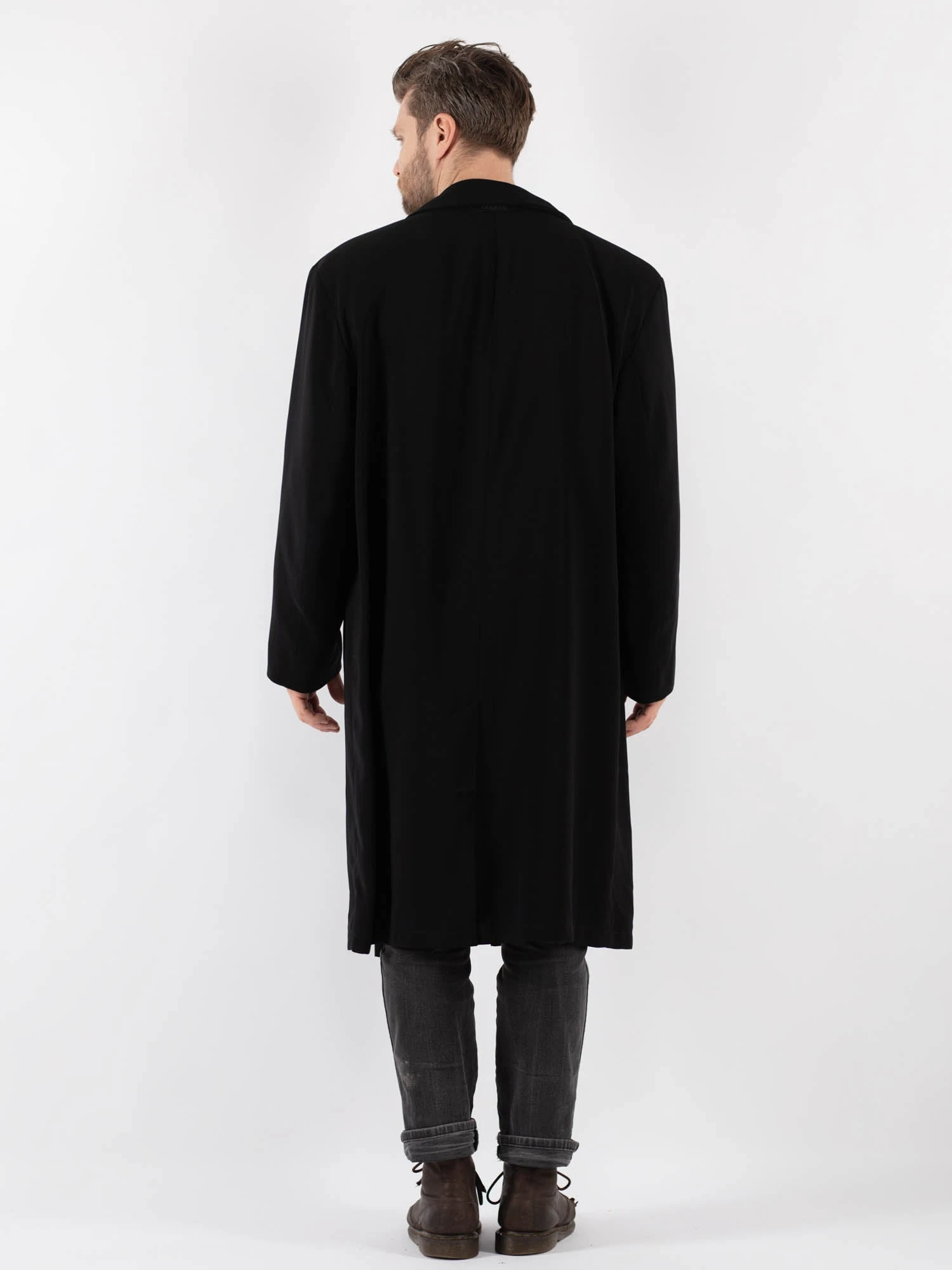 Vintage 90's Men Mac Coat In Black 2 Vintage 90's Men Mac Coat In Black - Image 2