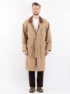 Vintage 90's Men Mac Style Overcoat In Beige