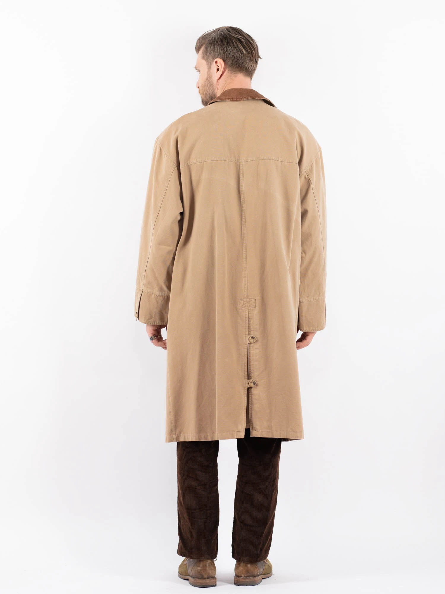 Vintage 90's Men Mac Style Overcoat In Beige 4 Vintage 90's Men Mac Style Overcoat In Beige - Image 4