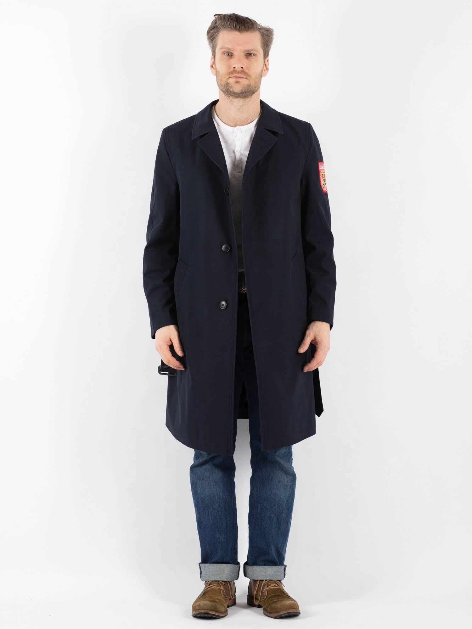 Vintage 90's German Fire Department Mac Coat In Blue 1 Vintage 90's German Fire Department Mac Coat In Blue