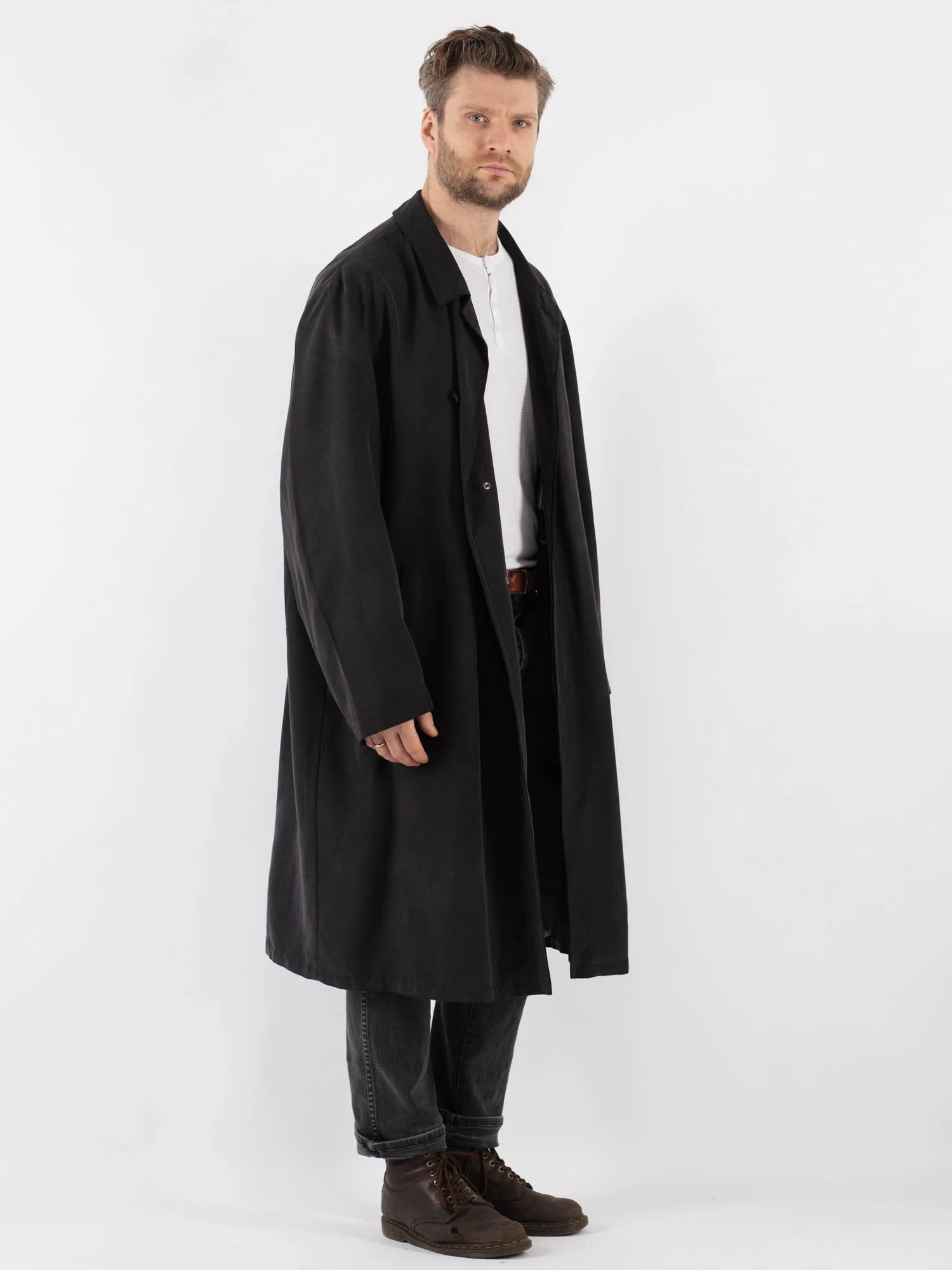 Vintage 90's Men Oversized Mac Coat In Gray 2 Vintage 90's Men Oversized Mac Coat In Gray - Image 2