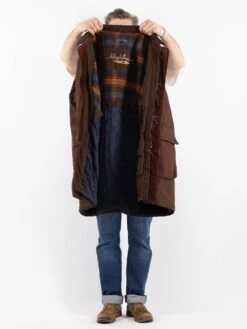 Vintage 90's Men Oversized Mac Coat In Brown -Northern Grip Vintage 90s Men Mac Coat 0789