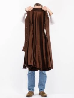 Vintage 90's Men Faux Suede Mac Coat In Brown 8 Vintage 90's Men Faux Suede Mac Coat In Brown -Northern Grip Vintage 90s Men Mac Coat 0876