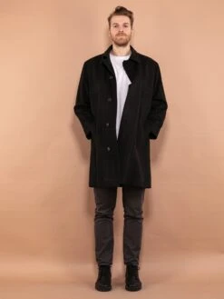 Vintage 90's Men Wool Blend Coat In Green Brown