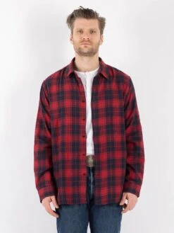 Vintage 90's Men Plaid Flannel Shirt In Red