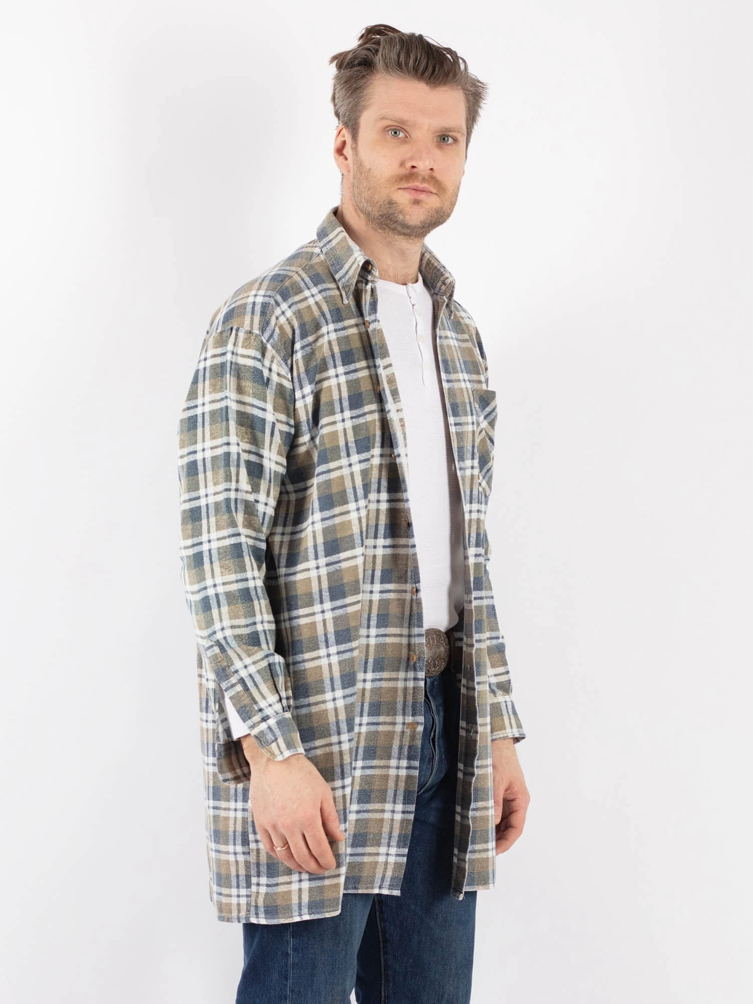 Vintage 90's Men Plaid Flannel Shirt In Multi 3 Vintage 90's Men Plaid Flannel Shirt In Multi - Image 3