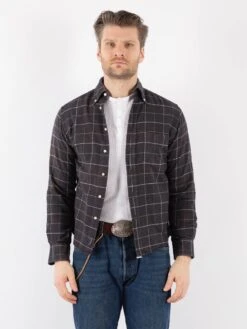 Vintage 90's Men Plaid Flannel Shirt In Gray