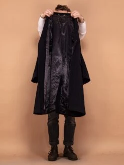 Vintage 90's Men Pure New Wool Coat In Navy Blue -Northern Grip Vintage 90s Men Pure New Wool Coat Blue 03 4