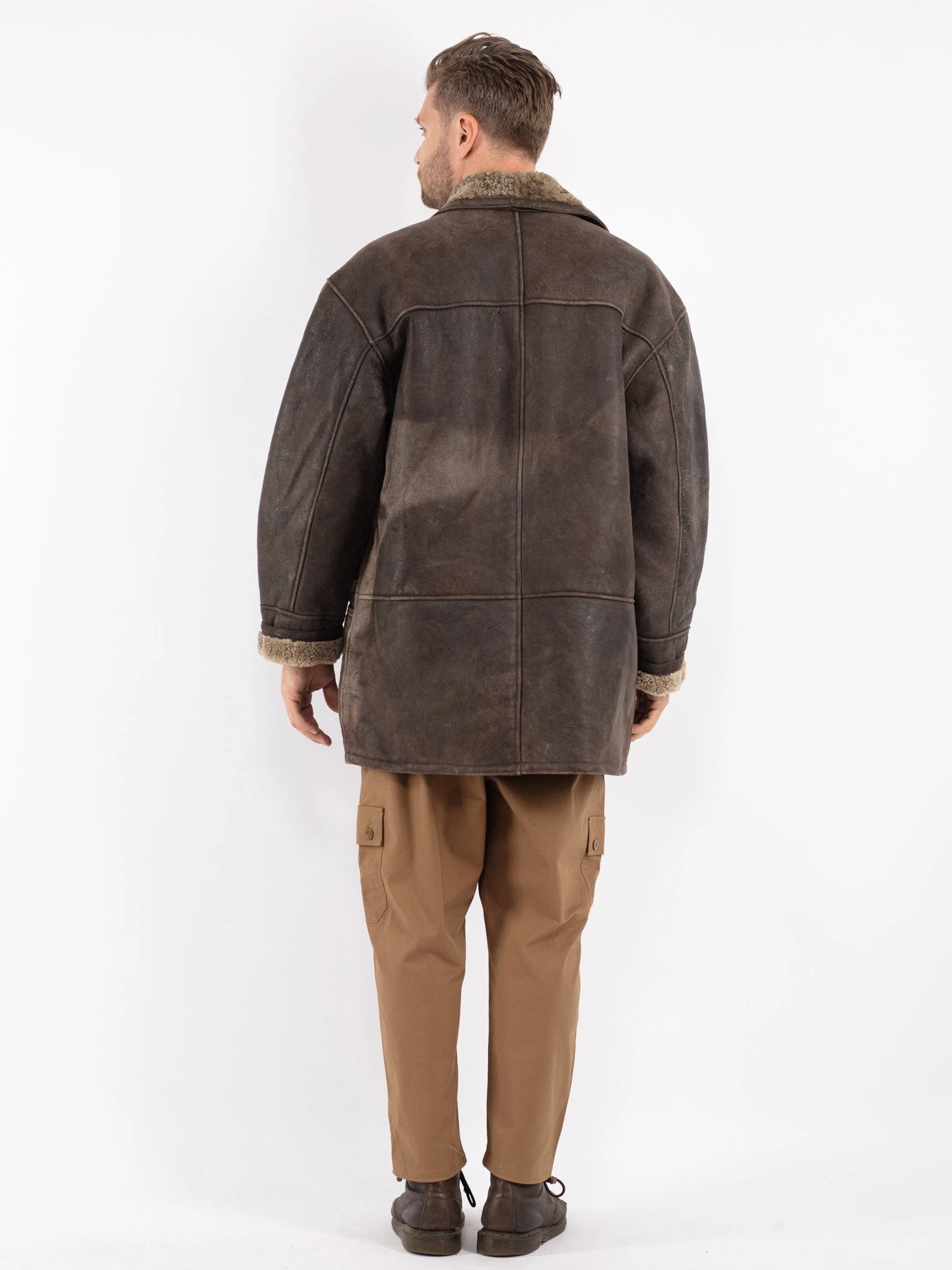 Vintage 90's Men Shearling Coat In Brown 2 Vintage 90's Men Shearling Coat In Brown - Image 2