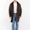 Vintage 90's Men Hooded Sheepskin Coat In Brown