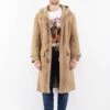 Vintage 90's Men Hooded Sheepskin Coat In Beige