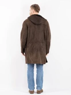 Vintage 90's Men Hooded Sheepskin Coat In Brown -Northern Grip Vintage 90s Men Sheepskin Coat 0010