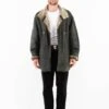 Vintage 80's Men Sheepskin Coat In Green