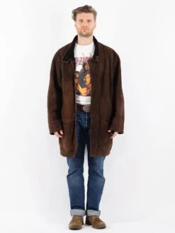 Vintage 90's Men Oversized Sheepskin Coat In Brown