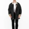 Vintage 90's Men Sheepskin Coat In Black