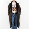 Vintage 90's Men Hugo Boss Sheepskin Coat In Brown