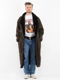 Vintage 90's Men Hugo Boss Sheepskin Coat In Brown