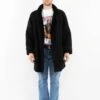 Vintage 80's Men Sheepskin Coat In Black