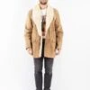 Vintage 90's Men Sheepskin Shearling Coat In Beige