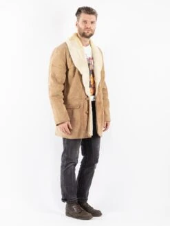 Vintage 90's Men Sheepskin Shearling Coat In Beige 7 Vintage 90's Men Sheepskin Shearling Coat In Beige -Northern Grip Vintage 90s Men Sheepskin Coat 0643