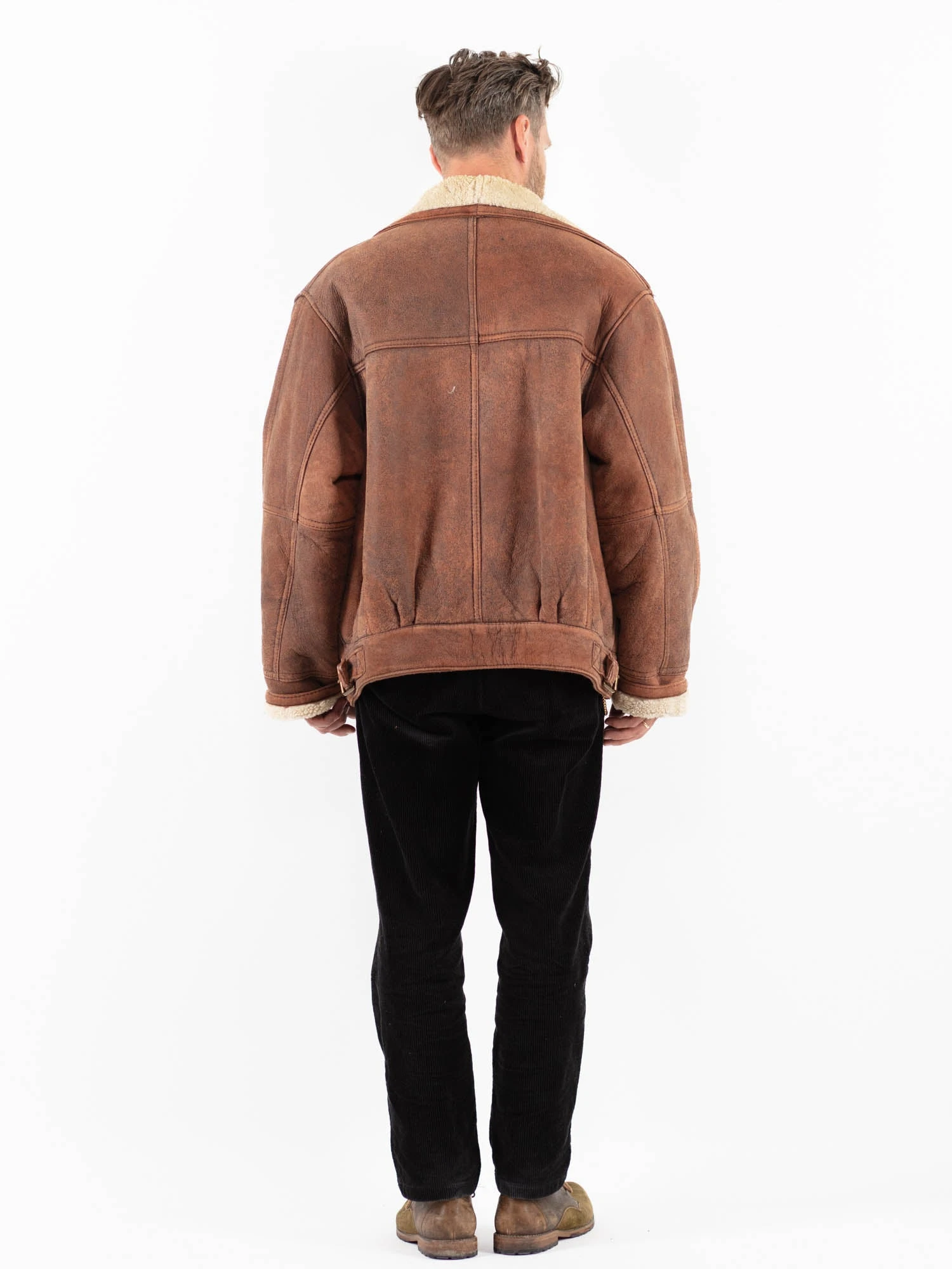 Vintage 90's Men Sheepskin Jacket In Brown 2 Vintage 90's Men Sheepskin Jacket In Brown - Image 2